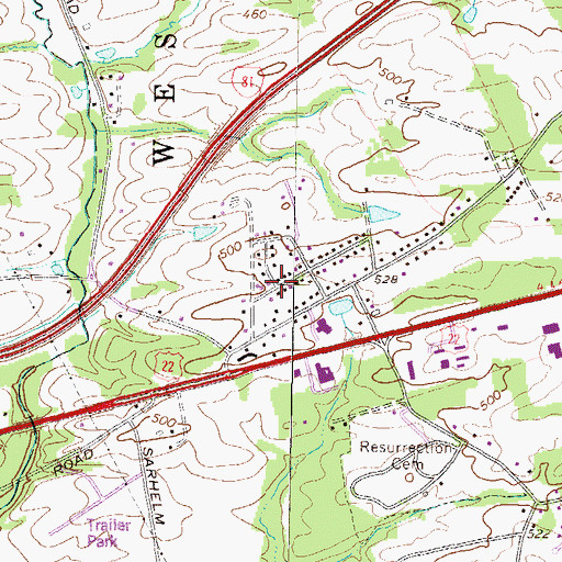 Topographic Map of Hanover Heights, PA