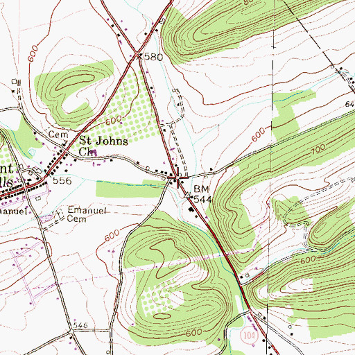 Topographic Map of Mount Pleasant Mill, PA