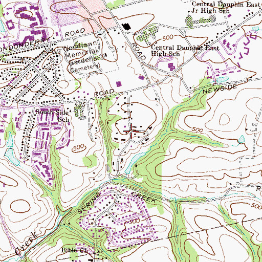 Topographic Map of Twin Lakes Park, PA