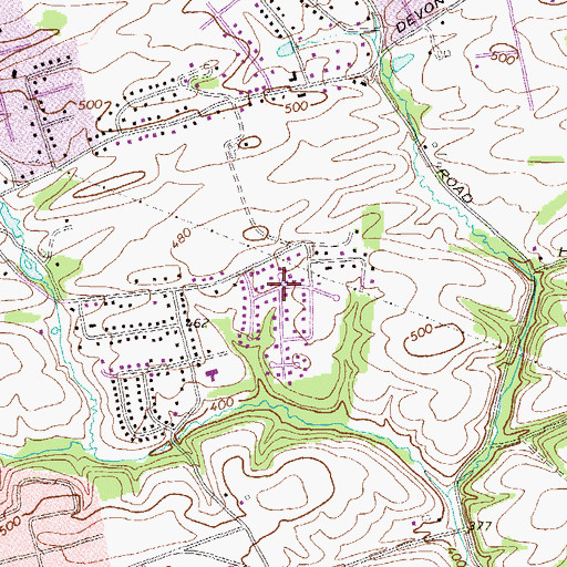 Topographic Map of Devonshire Estates, PA