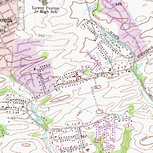 Topographic Map of Windsor Manor, PA