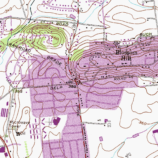Topographic Map of Fruitville, PA
