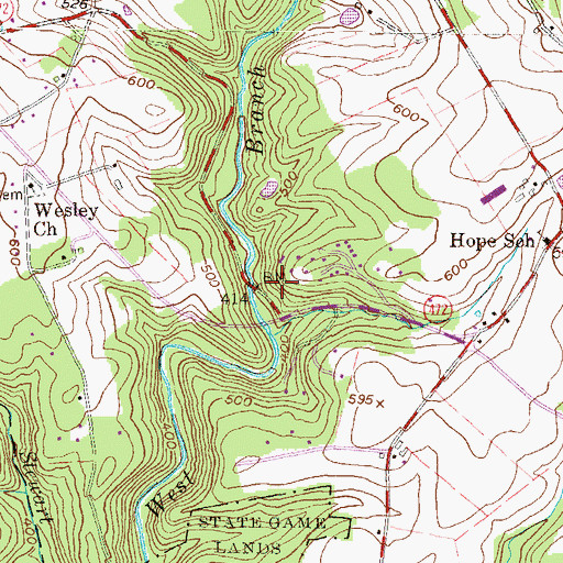 Topographic Map of Black Rock, PA