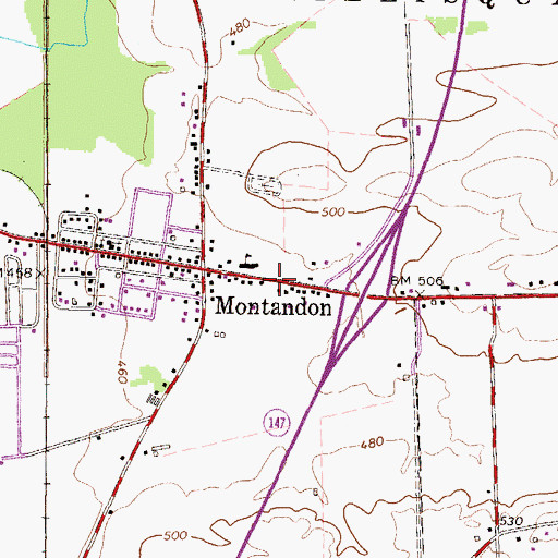 Topographic Map of Montandon Sand Dunes, PA