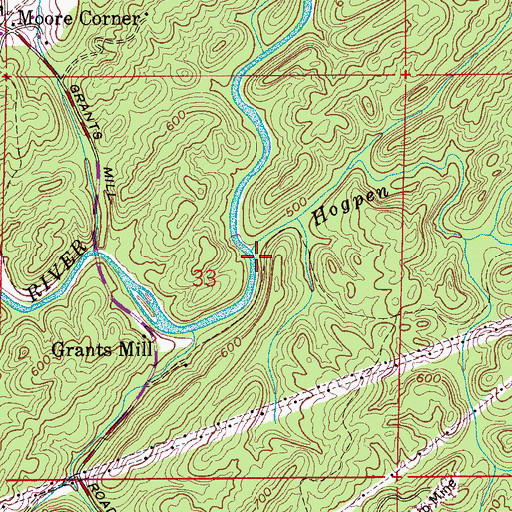 Topographic Map of Hogpen Branch, AL
