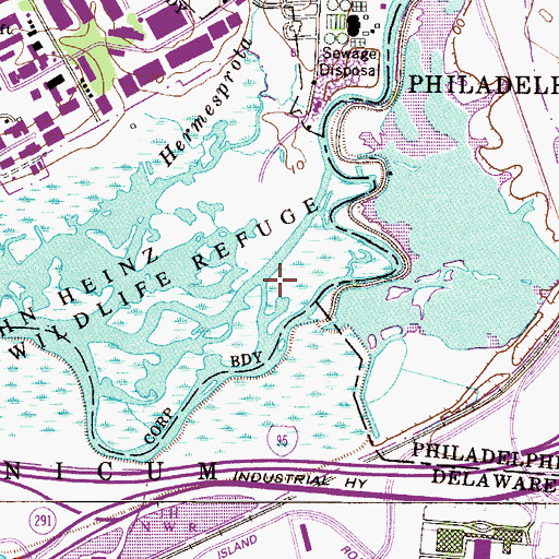 Topographic Map of Little Thoroughfare, PA