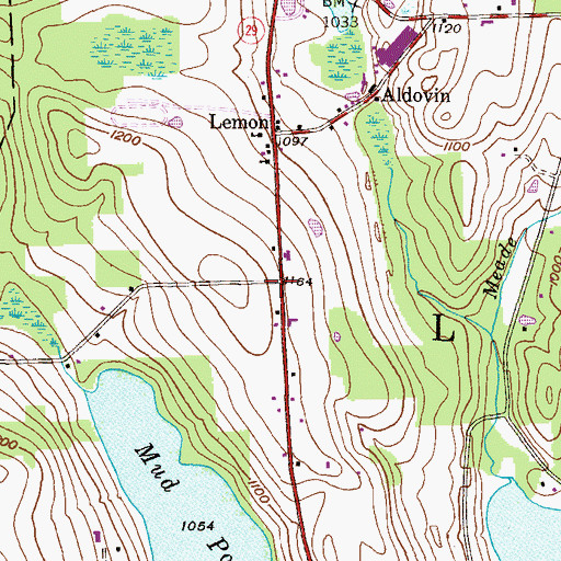 Topographic Map of Lemon, PA