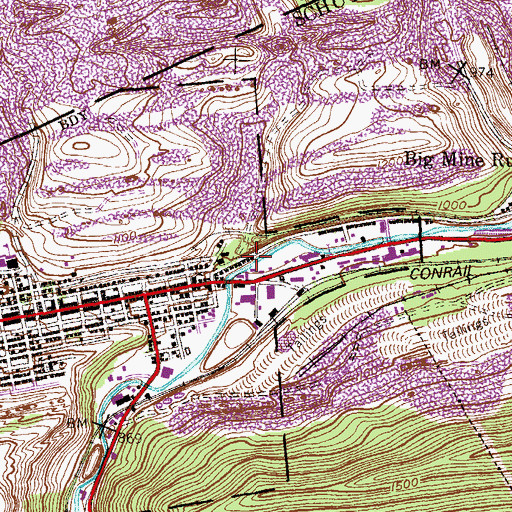Topographic Map of Locust Run (historical), PA