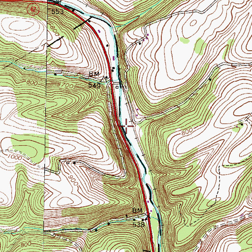 Topographic Map of Harrts Run (historical), PA