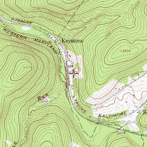 Topographic Map of Slabtown, PA