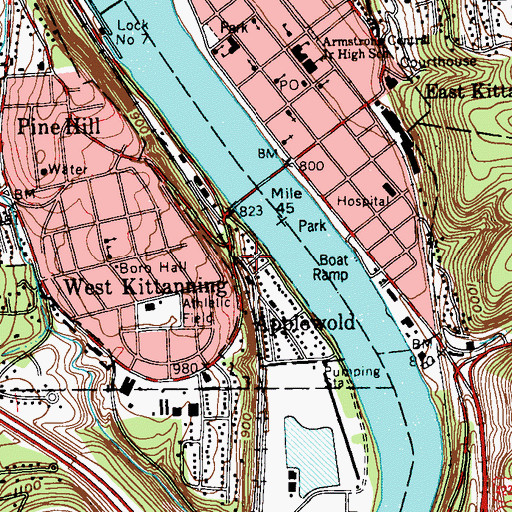Topographic Map of Williamsburg, PA