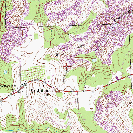 Topographic Map of Central Point, PA
