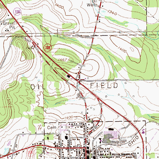 Topographic Map of Mongtown, PA
