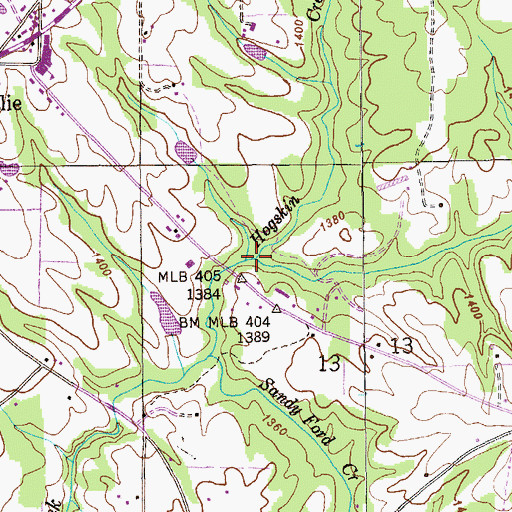 Topographic Map of Hogskin Creek, AL