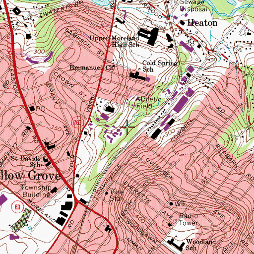 Topographic Map of Round Meadow Run, PA