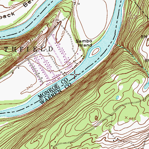 Topographic Map of Wallpack Bend, PA