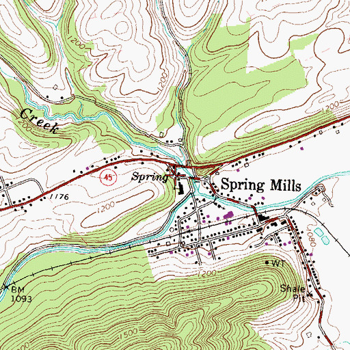 Topographic Map of Rising Spring, PA