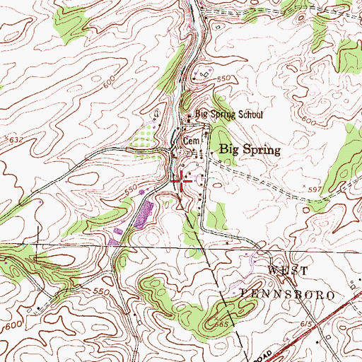 Topographic Map of Big Spring, PA