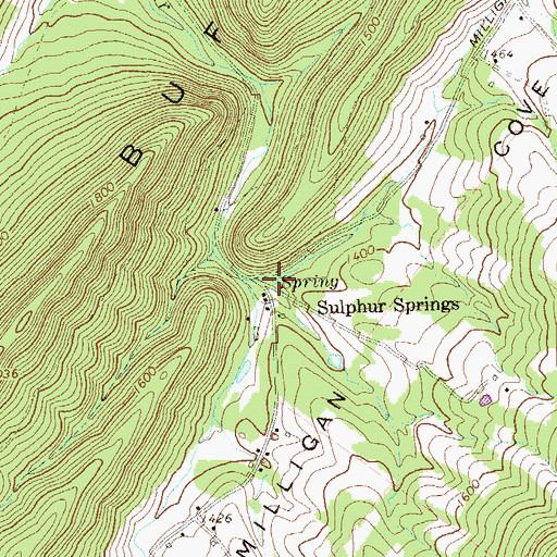 Topographic Map of White Sulpher Springs, PA
