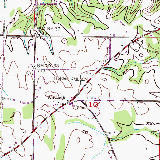 Topographic Map of Holden Cemetery, AL