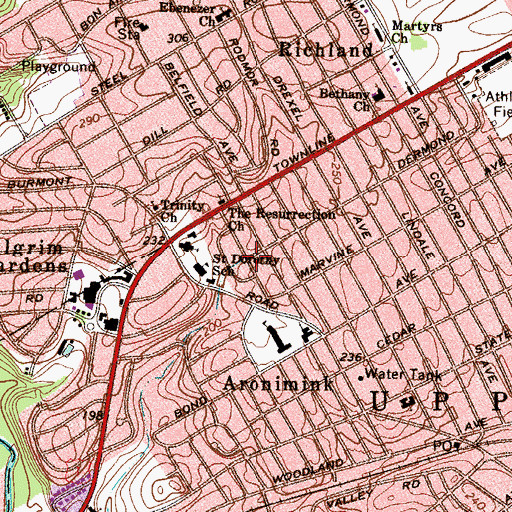 Topographic Map of Collen Brook, PA