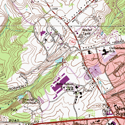 Topographic Map of Reeses Run, PA