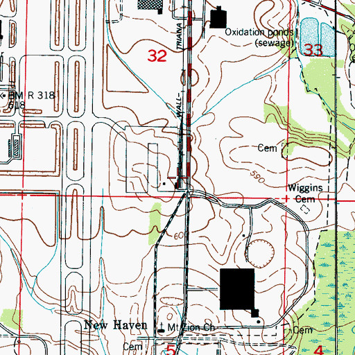 Topographic Map of Holding Cemetery, AL
