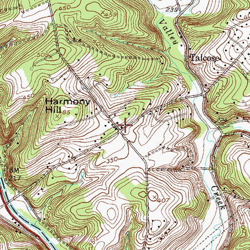 Topographic Map of Harmony Hill, PA
