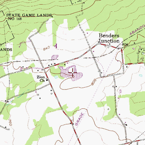 Topographic Map of Evergreen Lake, PA