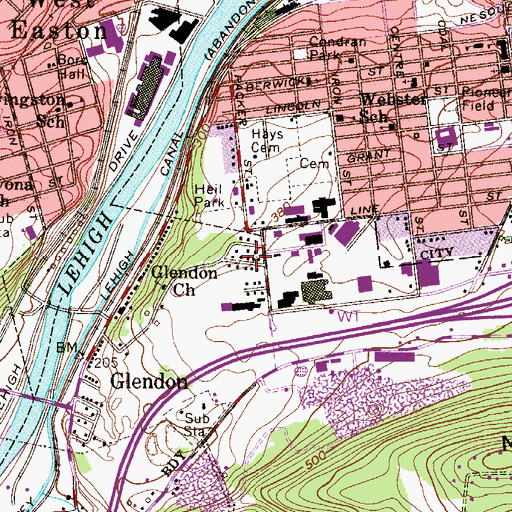 Topographic Map of Browntown, PA