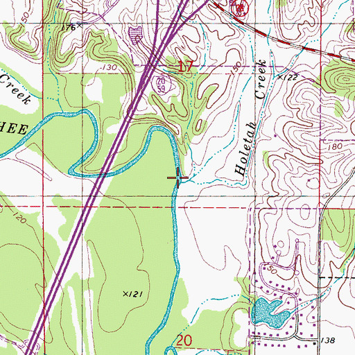 Topographic Map of Holetah Creek, AL