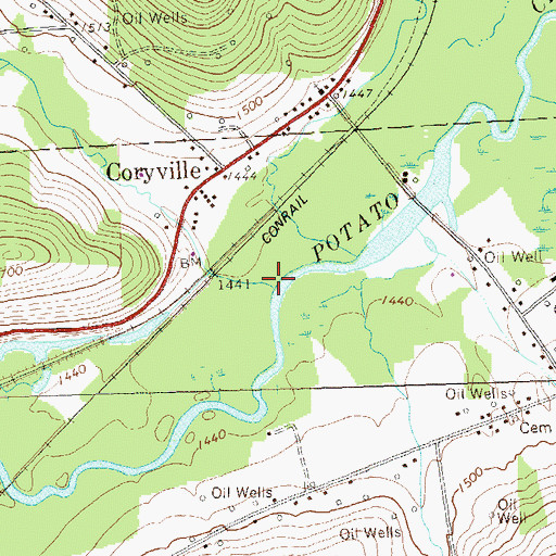 Topographic Map of Rices Creek, PA