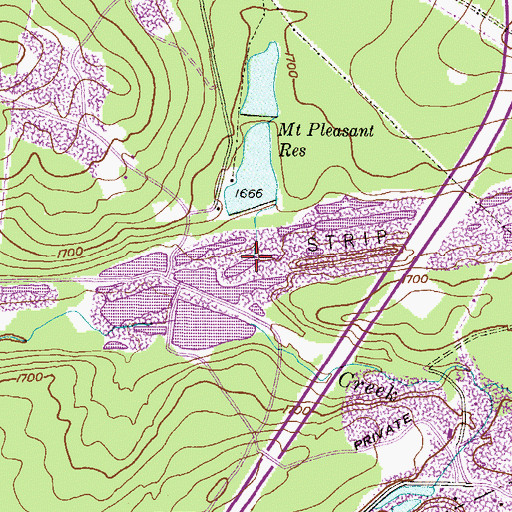 Topographic Map of Cross Run, PA