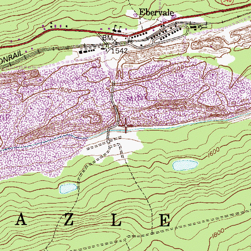 Topographic Map of South Ebervale, PA