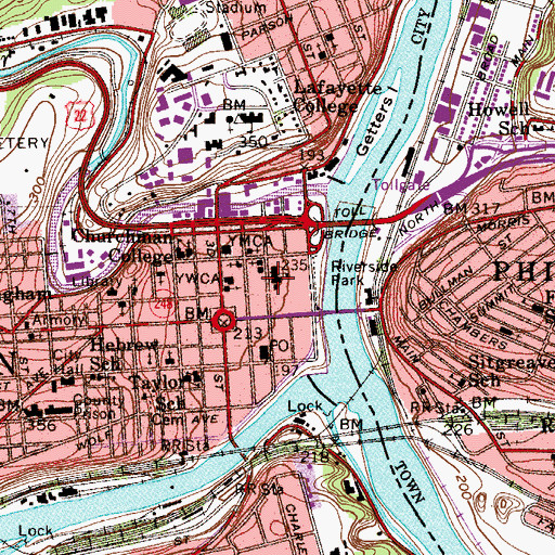 Topographic Map of Bixlers Bluff, PA