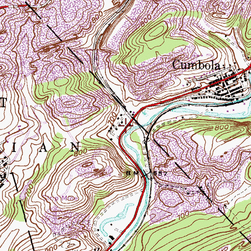 Topographic Map of Belmont, PA