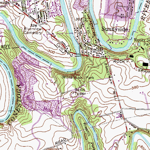 Topographic Map of Indian Rock, PA