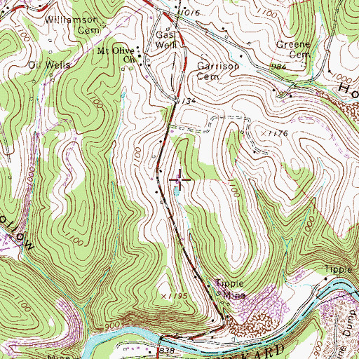 Topographic Map of Davistown, PA