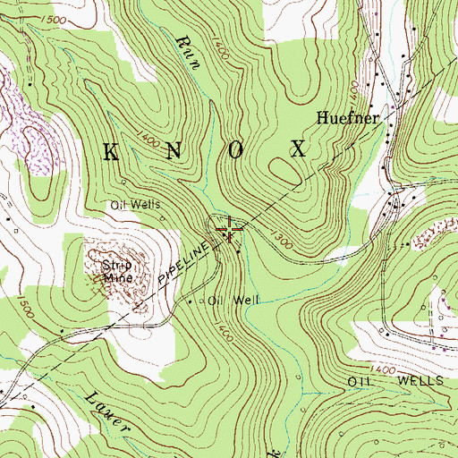 Topographic Map of Huefner Spring, PA