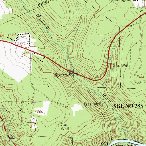 Topographic Map of Slocum Spring, PA