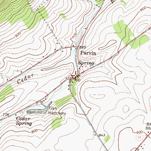 Topographic Map of Crystal Spring, PA