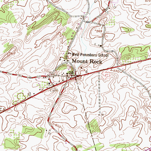 Topographic Map of Mount Rock Spring, PA
