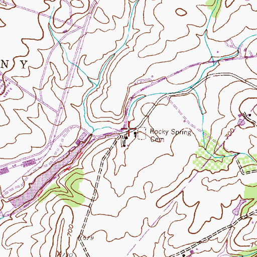 Topographic Map of Rocky Spring, PA