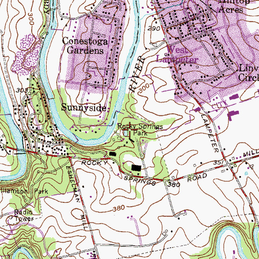 Topographic Map of Rocky Spring, PA
