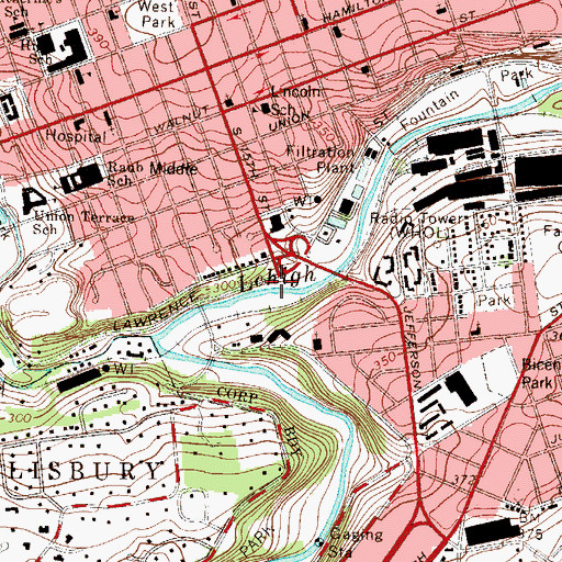 Topographic Map of Fifteenth Street Spring, PA