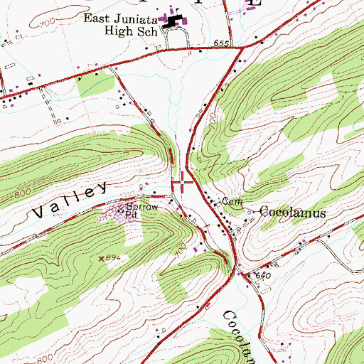 Topographic Map of Dunn Valley Creek, PA