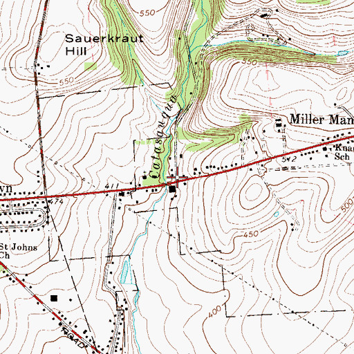 Topographic Map of Nelighsville, PA