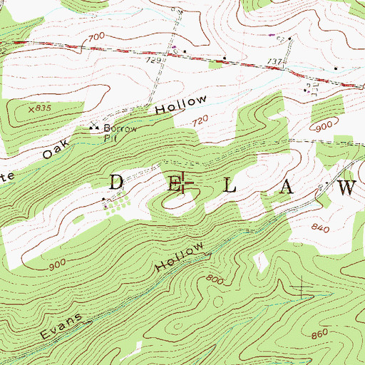 Topographic Map of Dewey Hill, PA