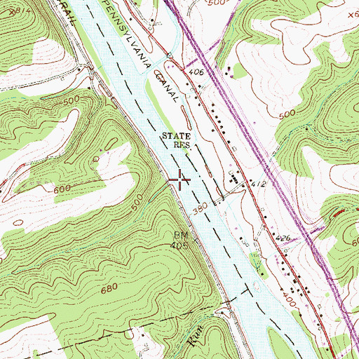 Topographic Map of Wrights Run, PA