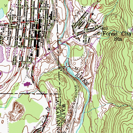 Topographic Map of Meredith Brook, PA